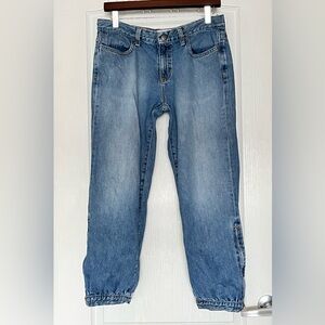 GAP Vintage Low Rise Cropped Jeans Zipper Ankle Bungee Cuffs Sz 8 Y2K 90s Style